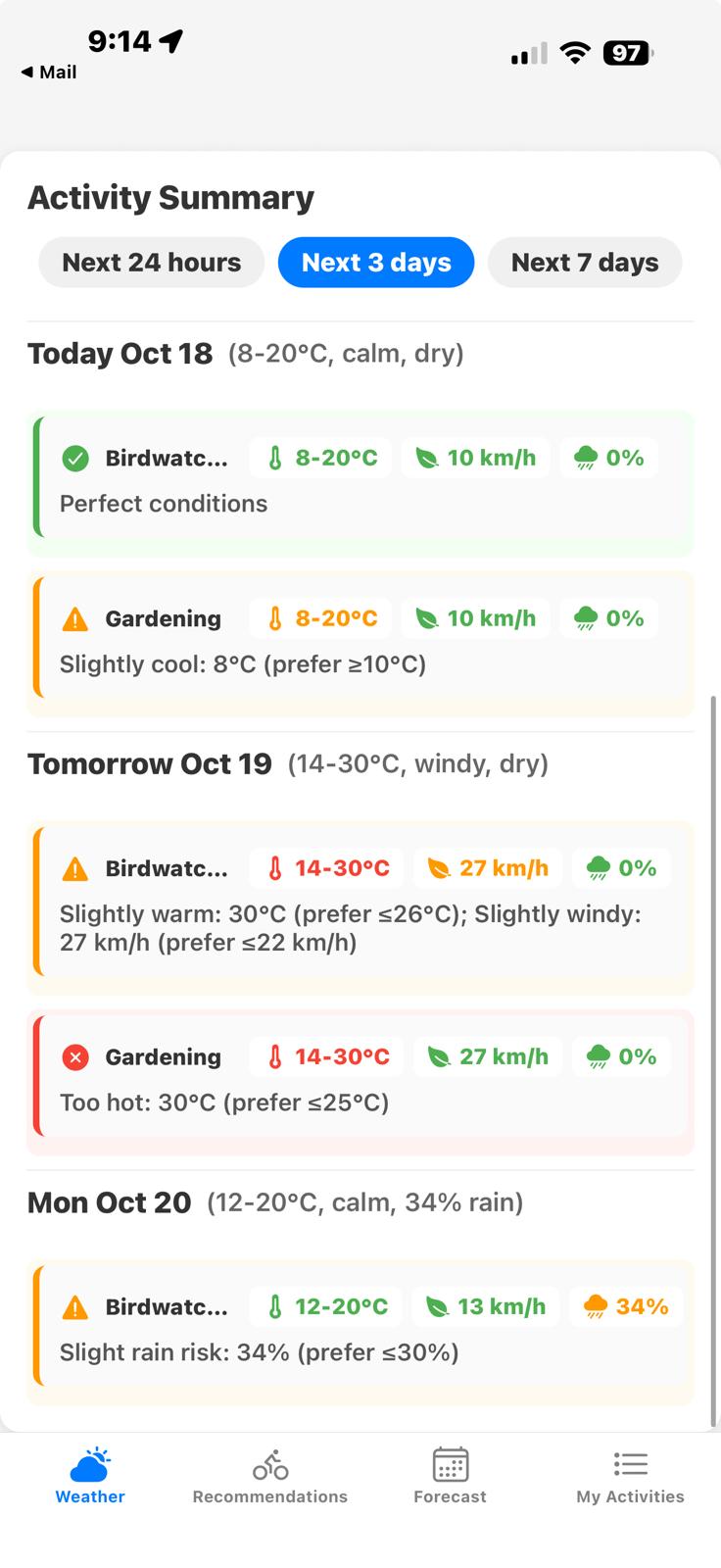 Outdoor Outlook Screenshot 2